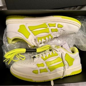 White and lime skeleton Amiri tennis shoes